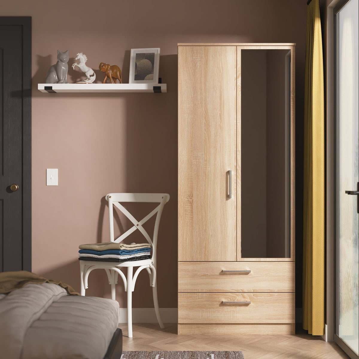 Hadley Mirrored Double Wardrobe with Drawers