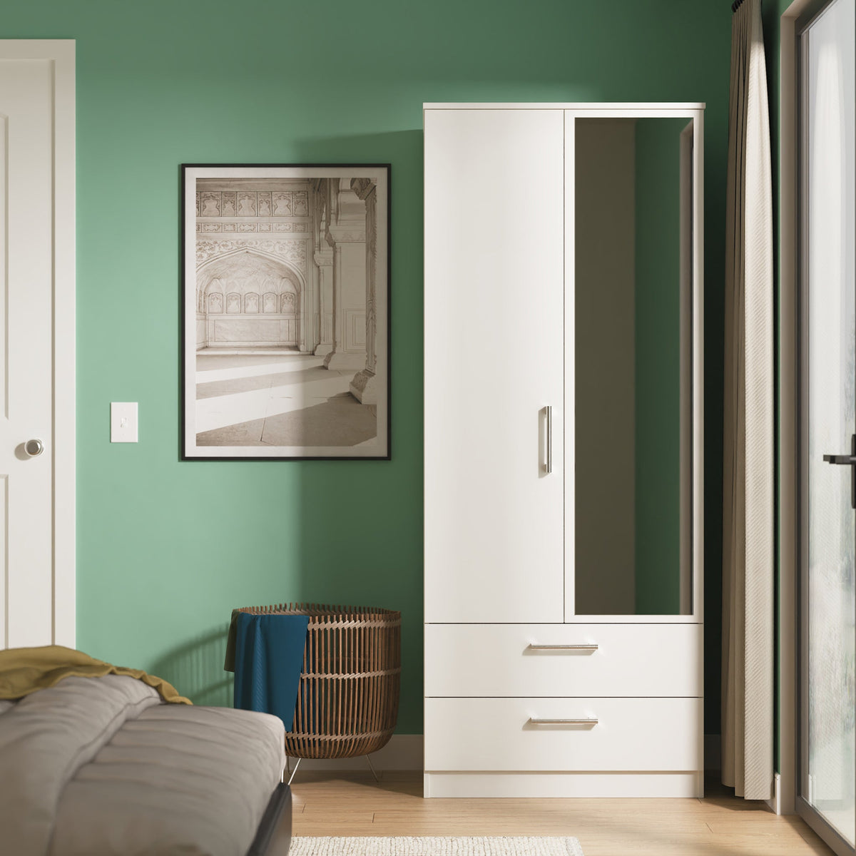 Hadley Mirrored Double Wardrobe with Drawers