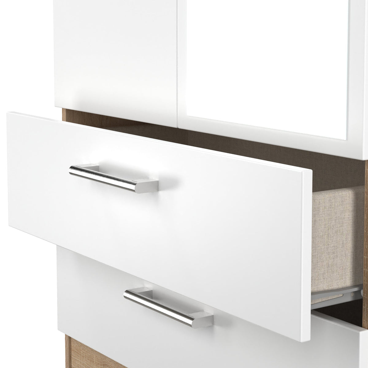 Hadley Mirrored Double Wardrobe with Drawers