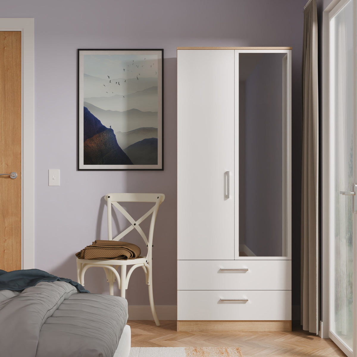 Hadley Mirrored Double Wardrobe with Drawers