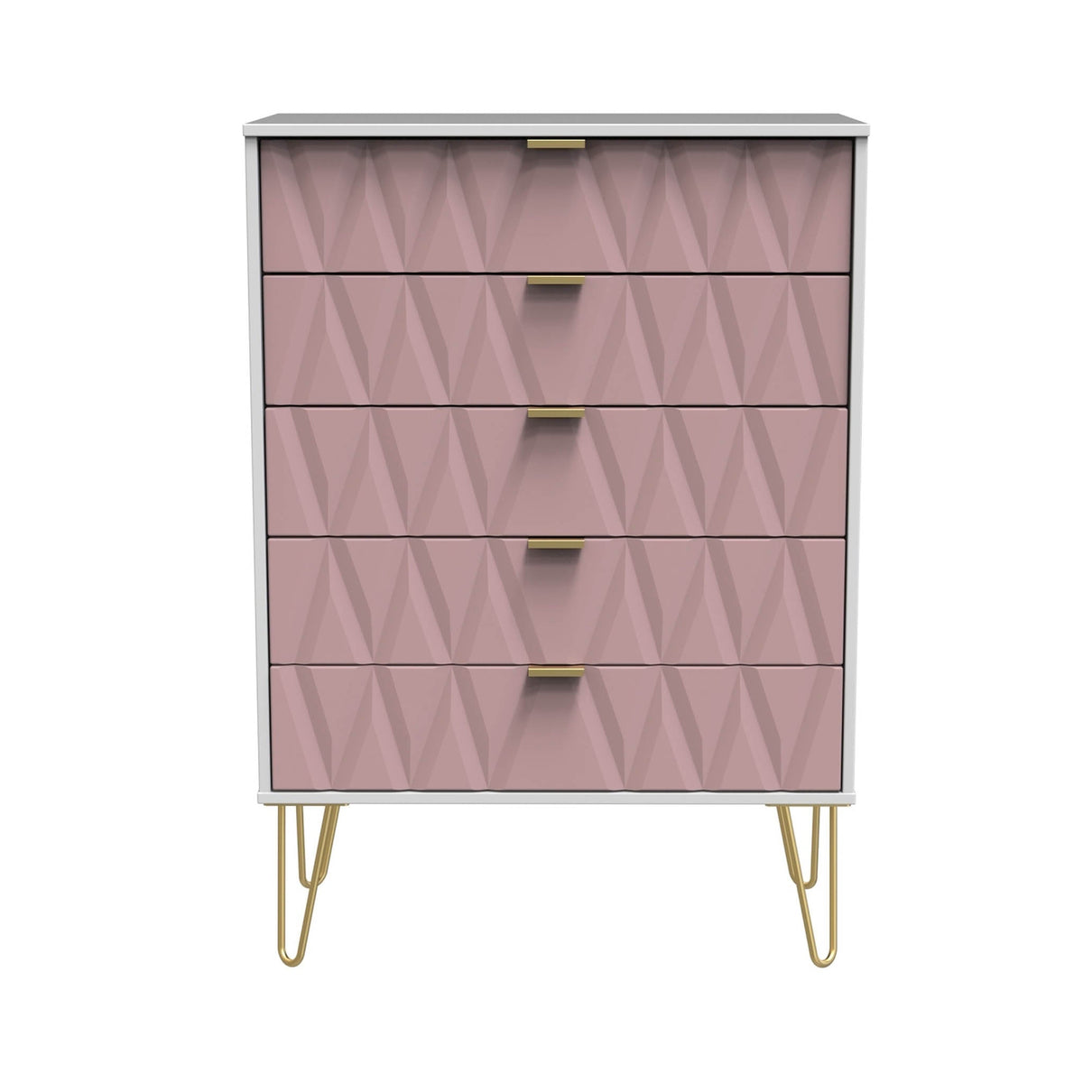 Geo 5 Drawer Chest with Gold Hairpin Legs