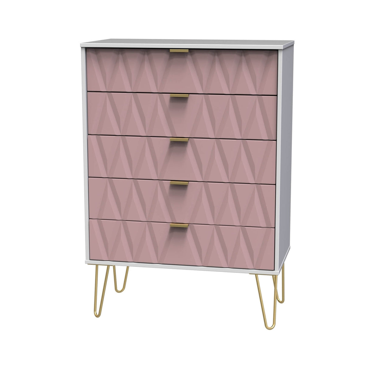 Geo 5 Drawer Chest with Gold Hairpin Legs