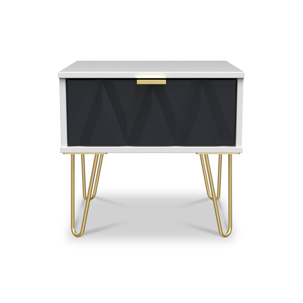 Geo 1 Drawer Bedside Table with Gold Hairpin Legs