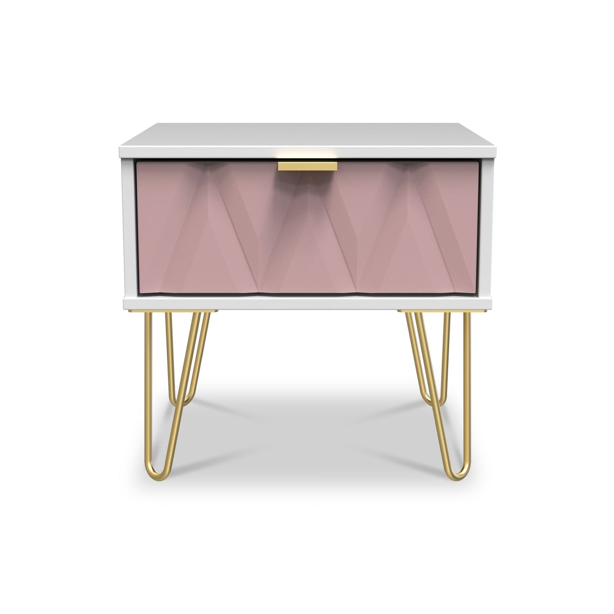 Geo 1 Drawer Bedside Table with Gold Hairpin Legs