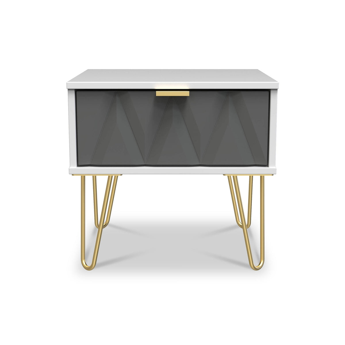Geo 1 Drawer Bedside Table with Gold Hairpin Legs