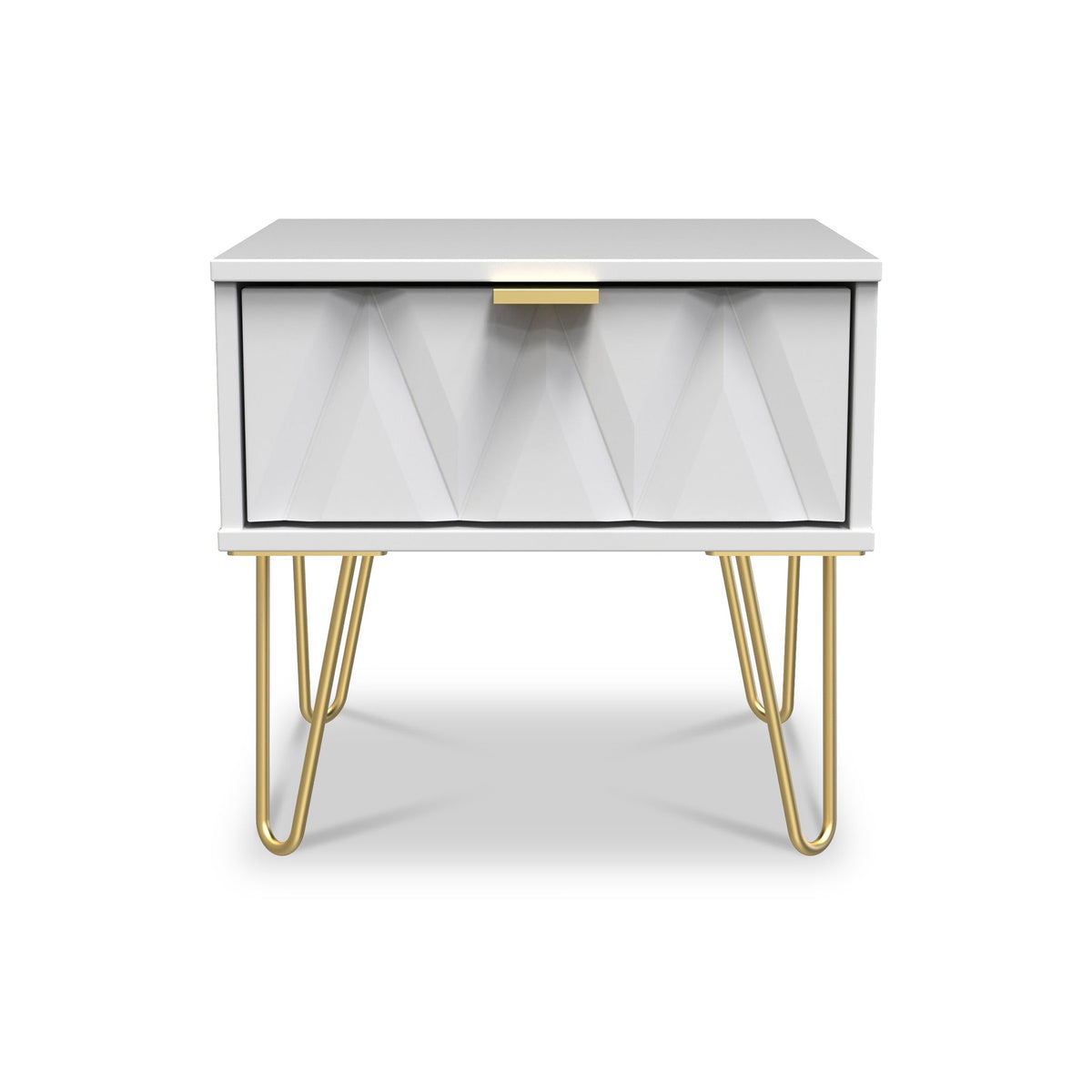 Geo 1 Drawer Bedside Table with Gold Hairpin Legs
