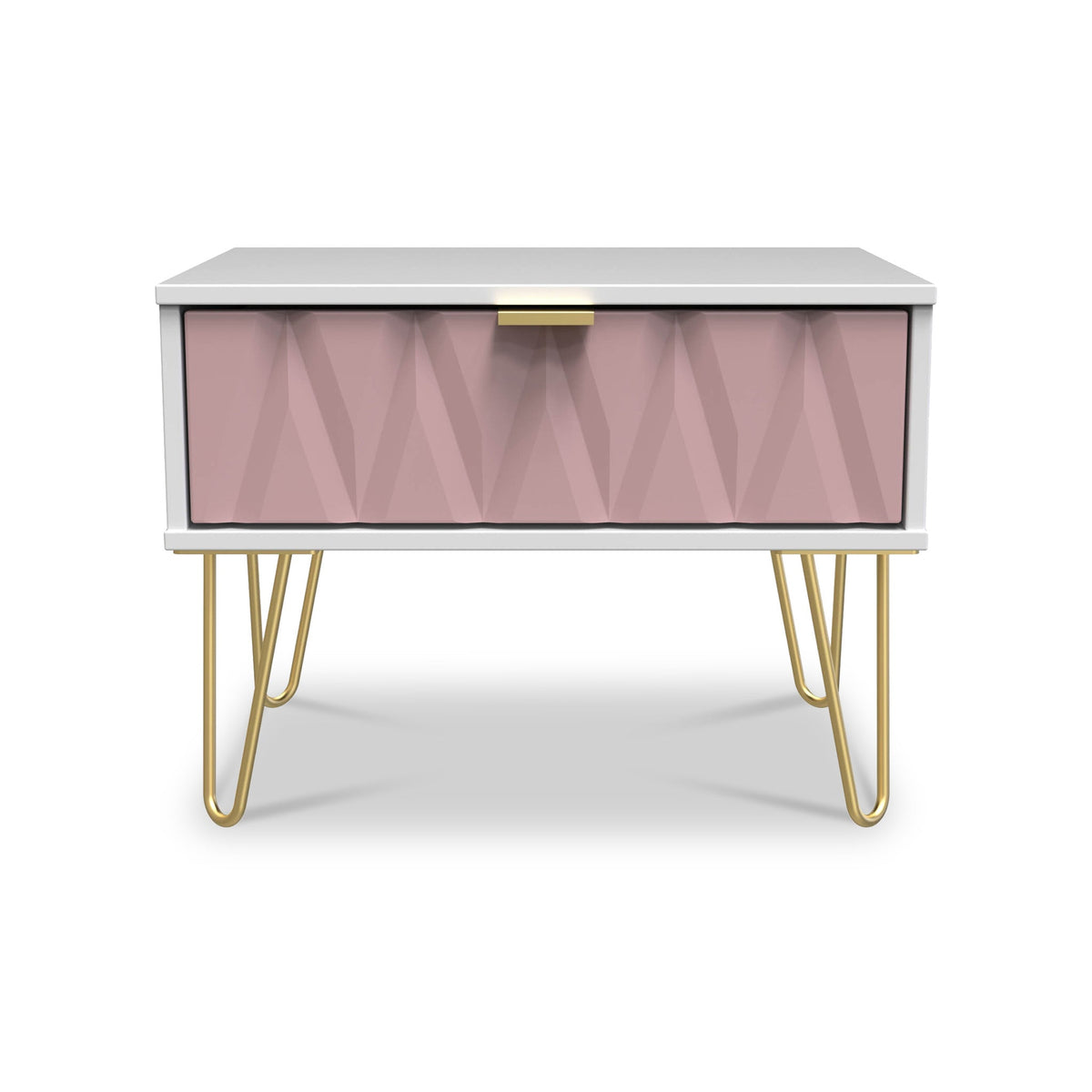 Geo 1 Drawer Side Table with Gold Hairpin Legs