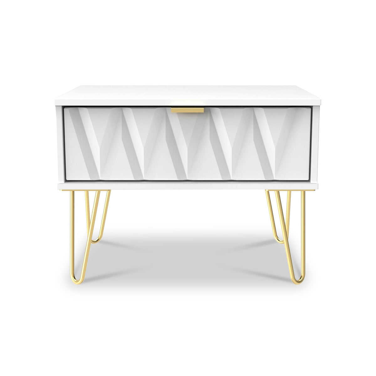 Geo 1 Drawer Side Table with Gold Hairpin Legs