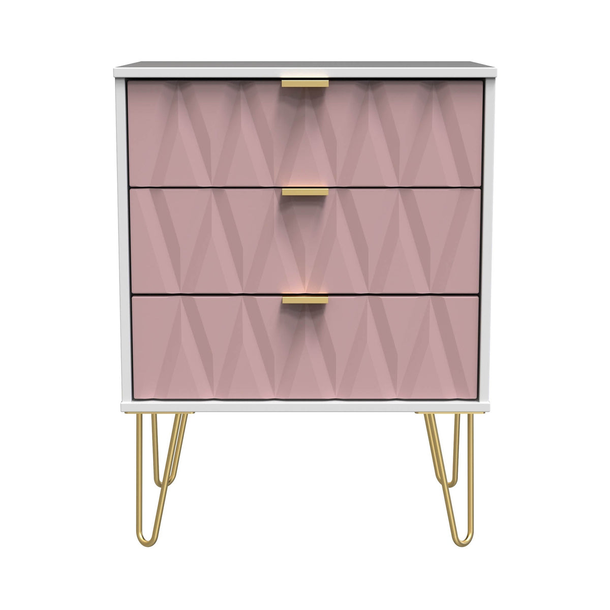 Geo 3 Drawer Midi Chest with Gold Hairpin Leg