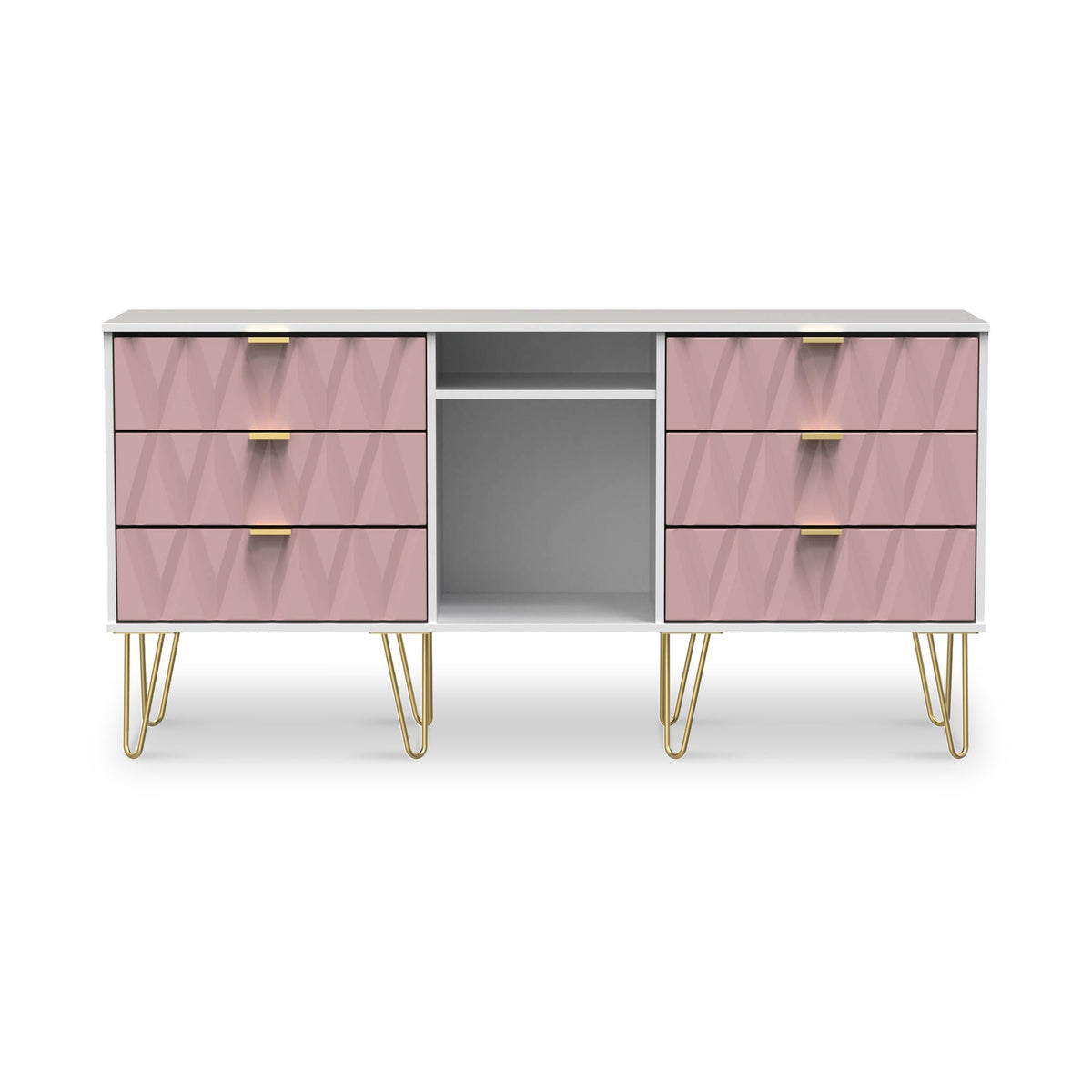 Geo 6 Drawer Sideboard with Gold Hairpin Legs