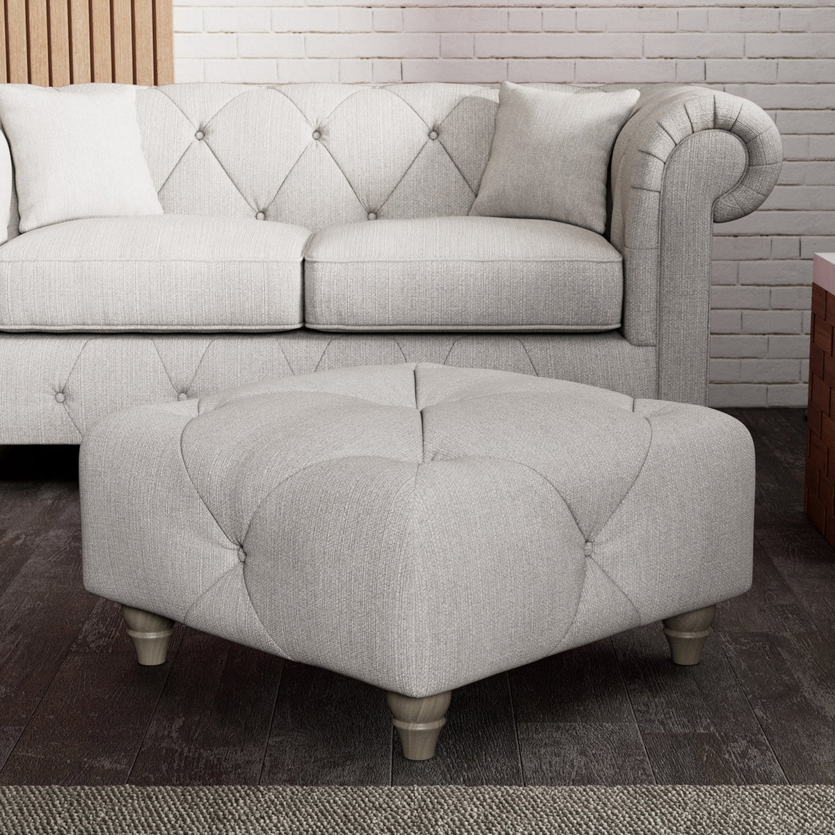Everett Button Top Footstool