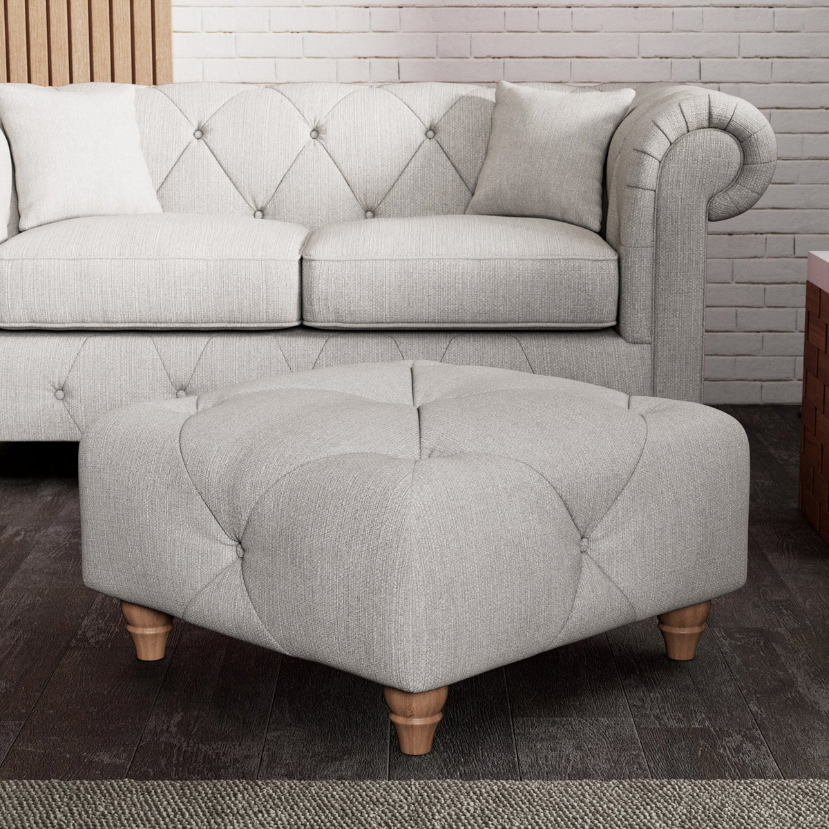 Everett Button Top Footstool