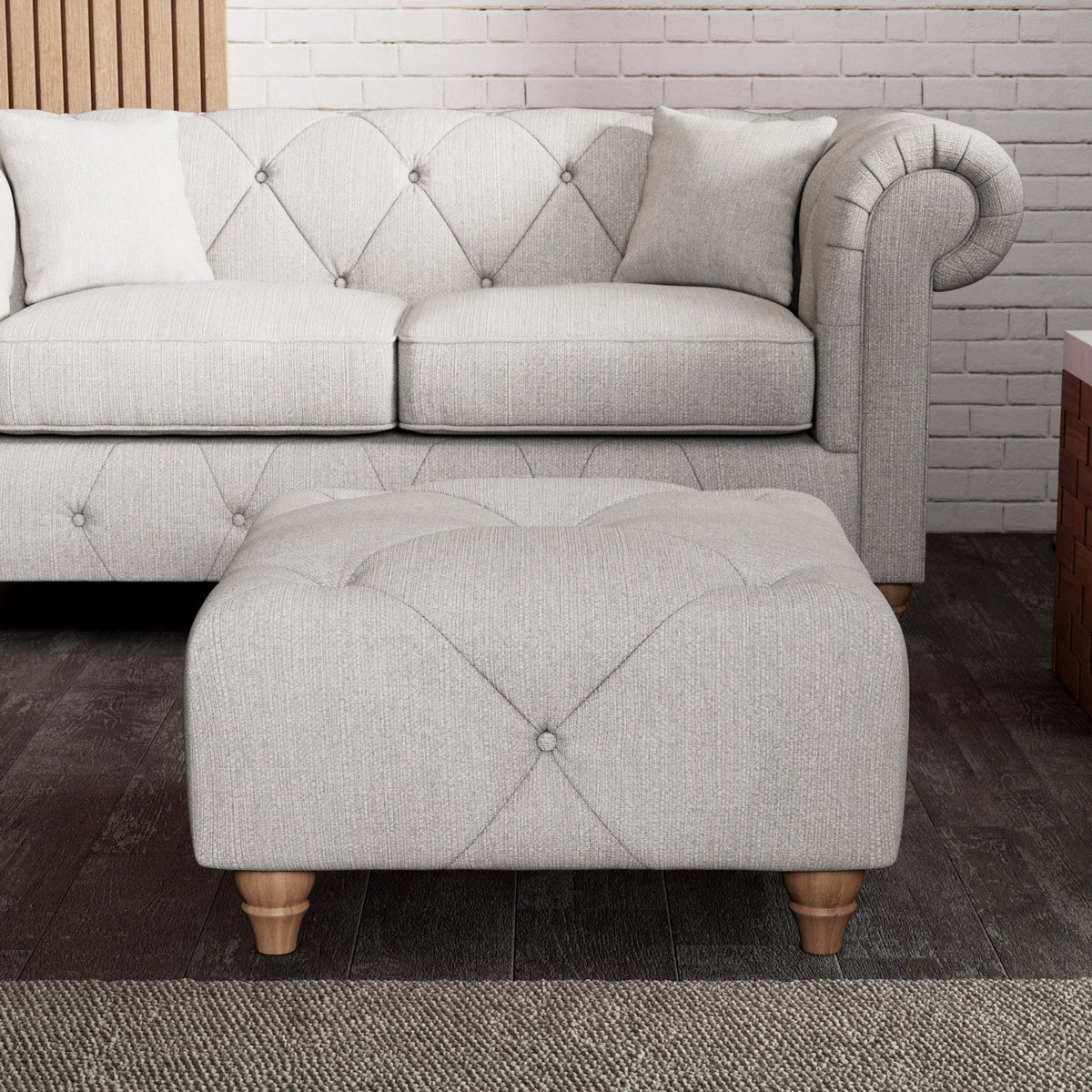 Everett Button Top Footstool