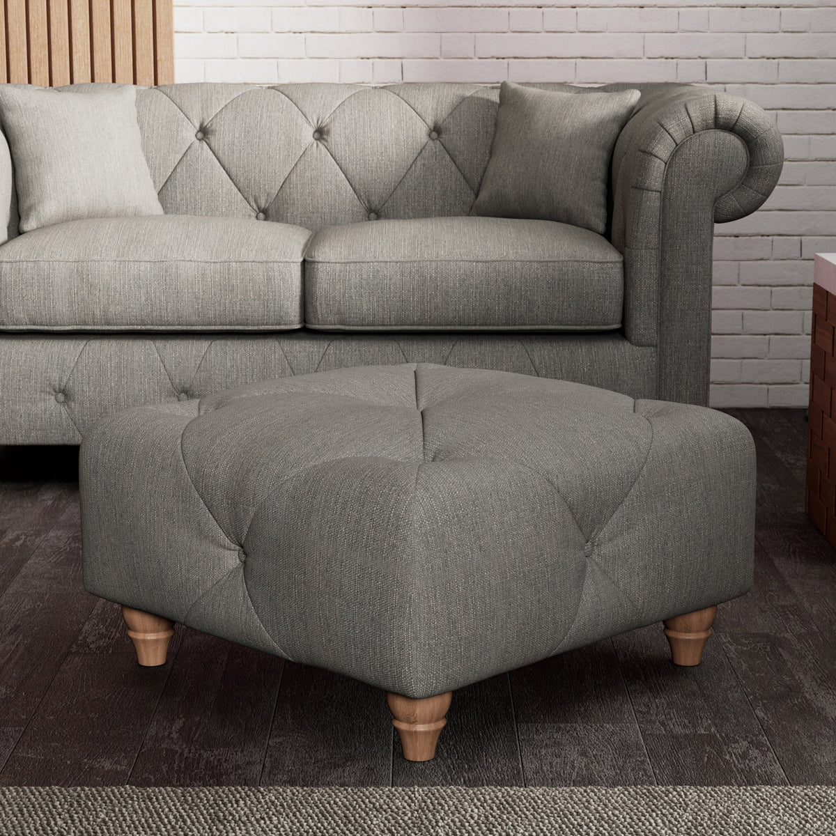 Everett Button Top Footstool