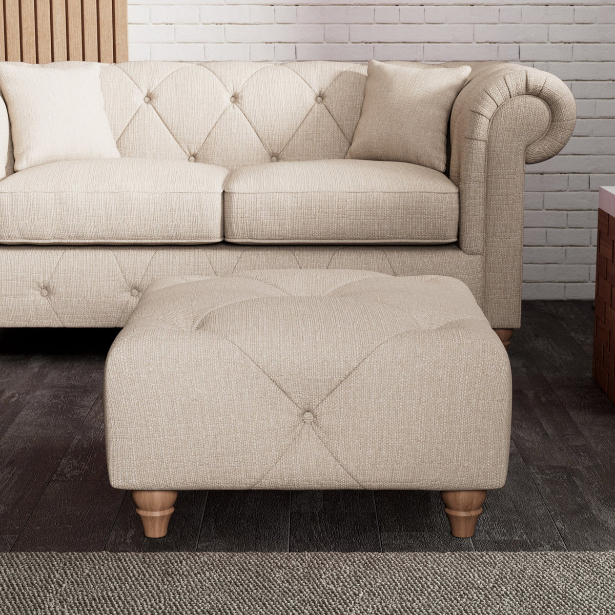 Everett Button Top Footstool