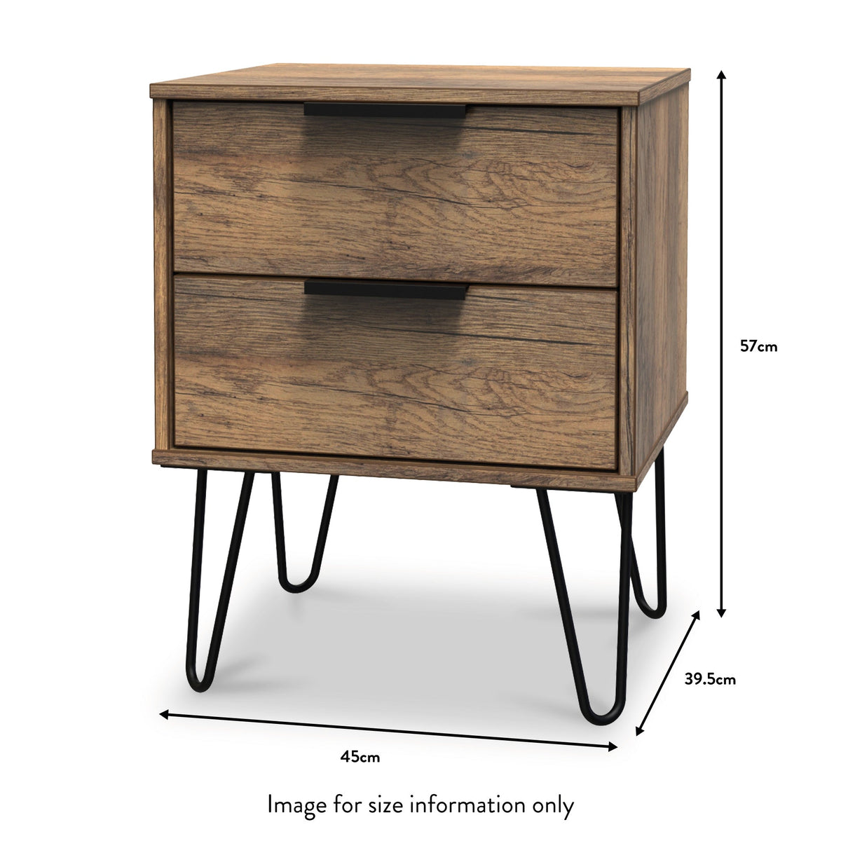 Moreno Rustic Oak 2 Drawer Bedside