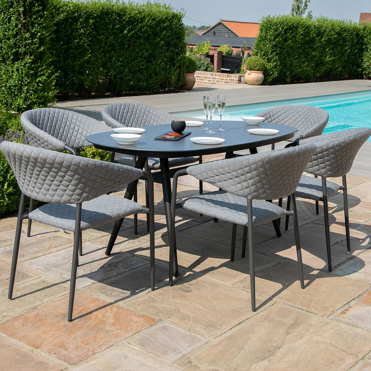 Maze Pebble 6 Seat Oval Dining Set