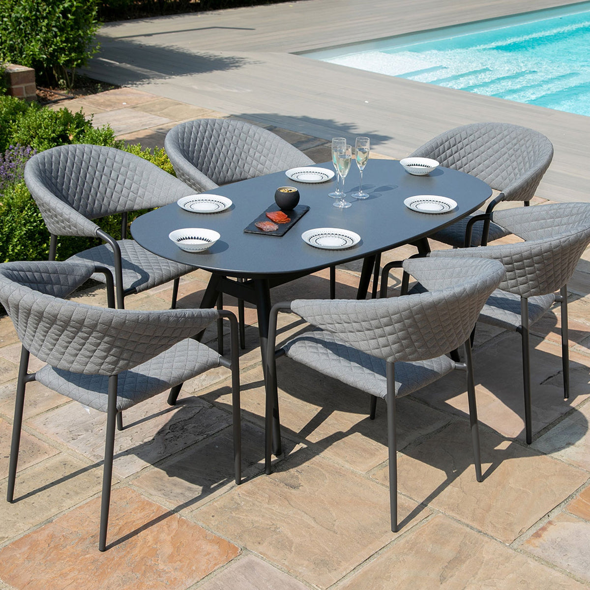 Maze Pebble 6 Seat Oval Dining Set