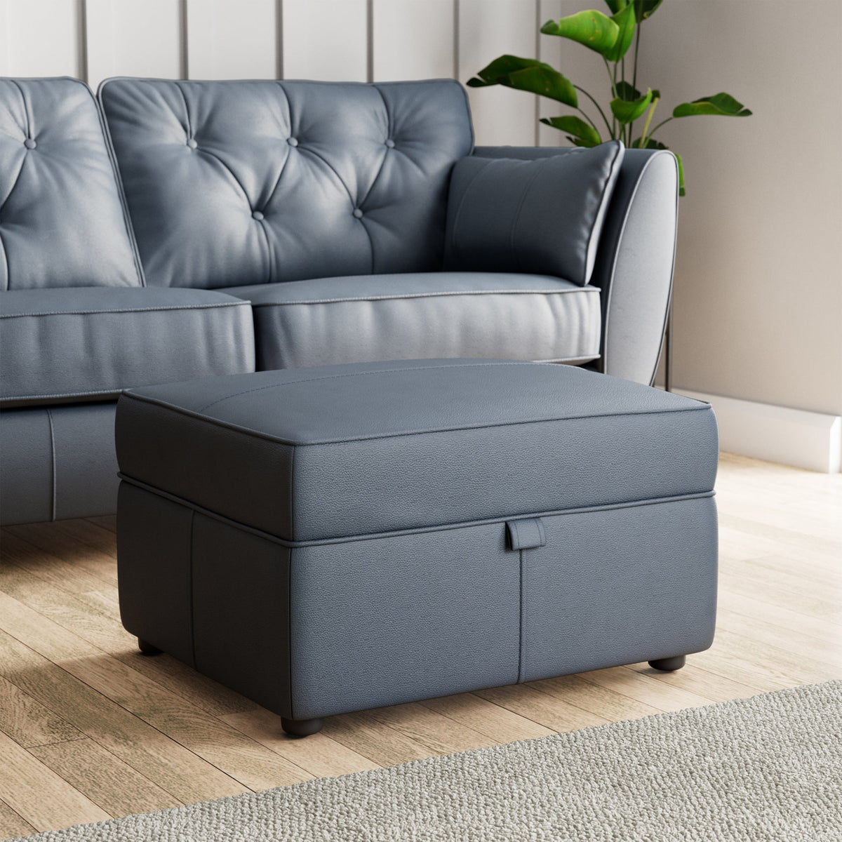 Edison Leather Storage Footstool