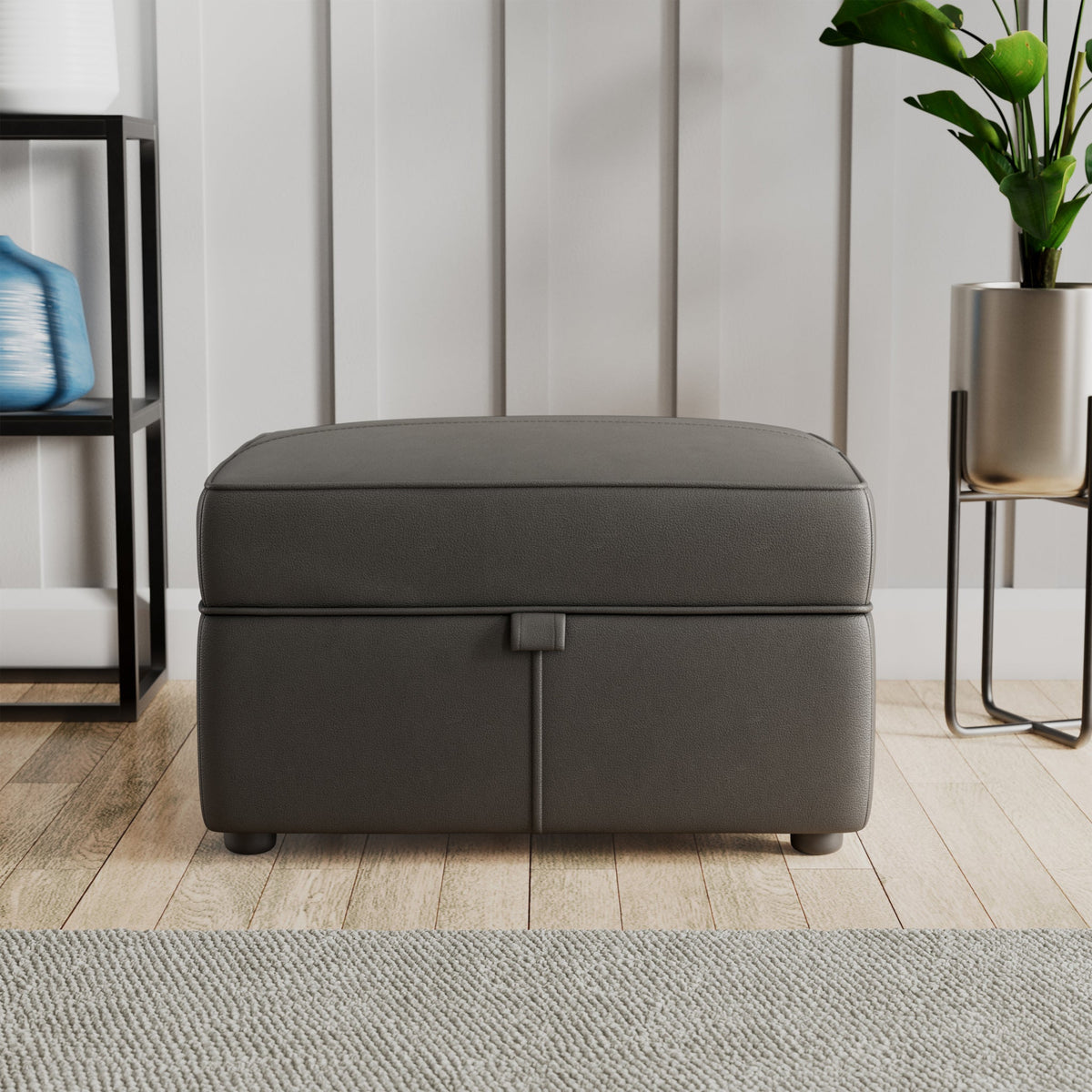 Edison Leather Storage Footstool