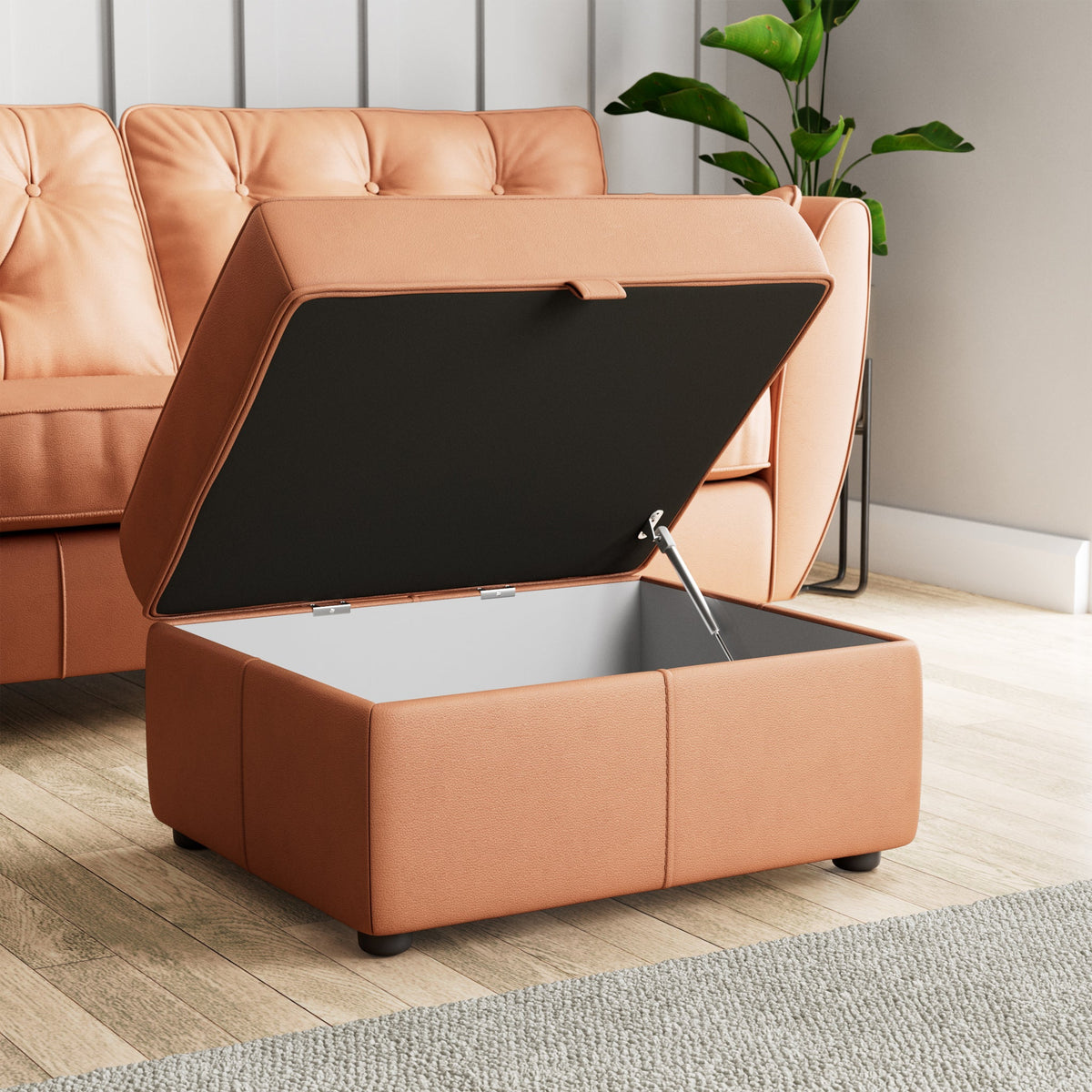 Edison Leather Storage Footstool