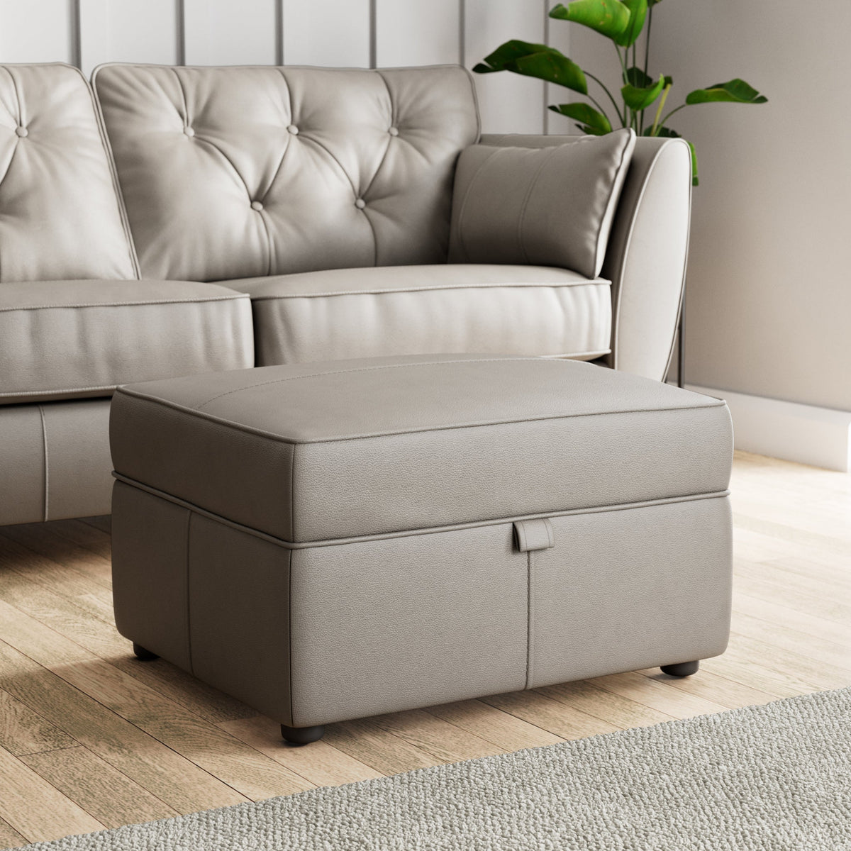 Edison Leather Storage Footstool