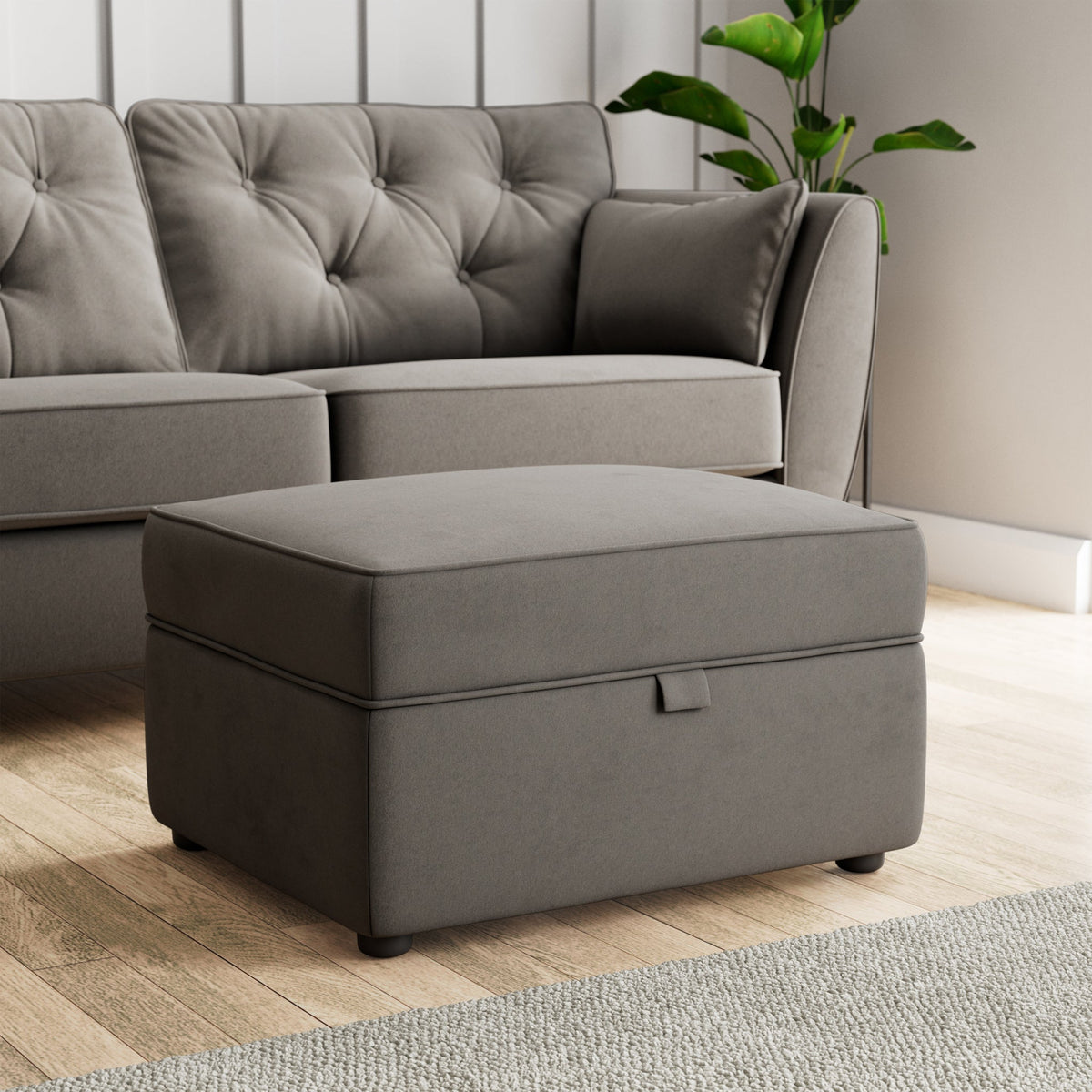 Edison Velvet Storage Footstool