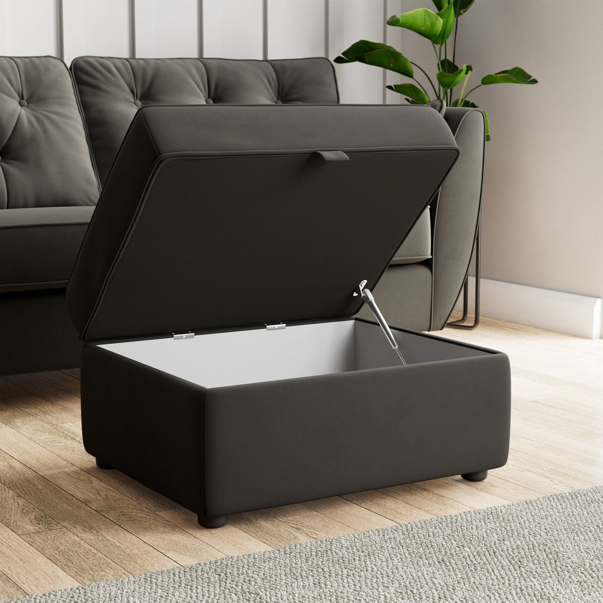 Edison Velvet Storage Footstool