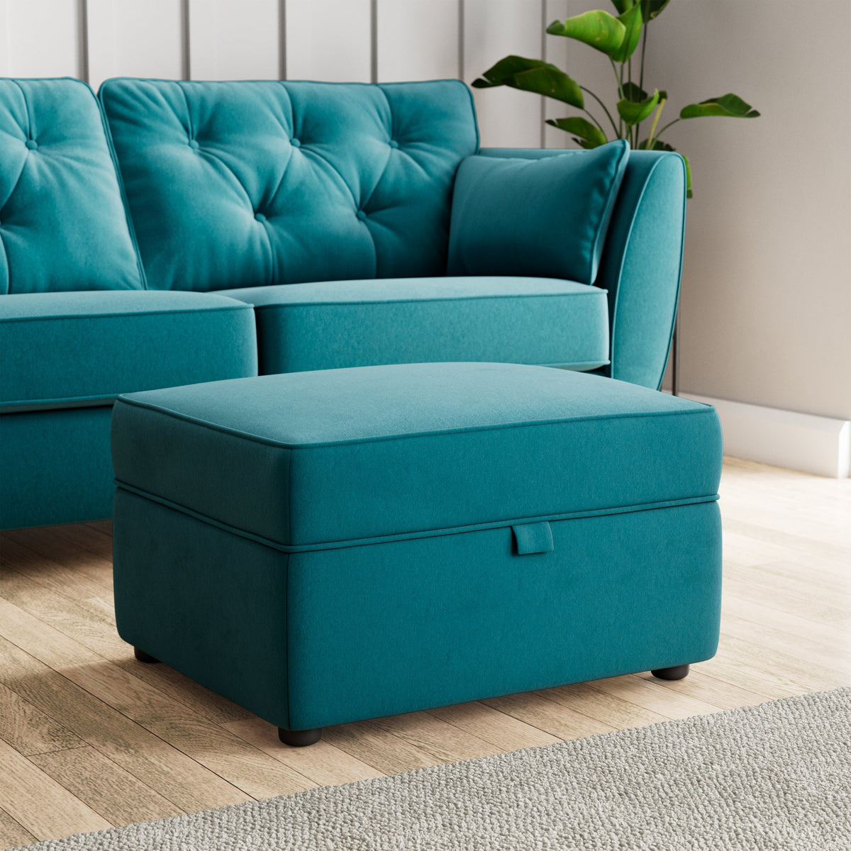 Edison Velvet Storage Footstool