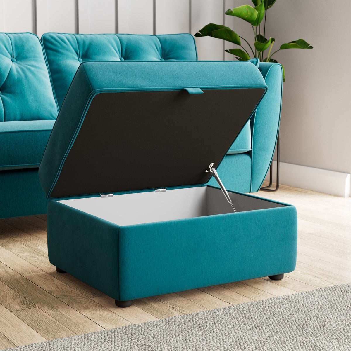 Edison Velvet Storage Footstool