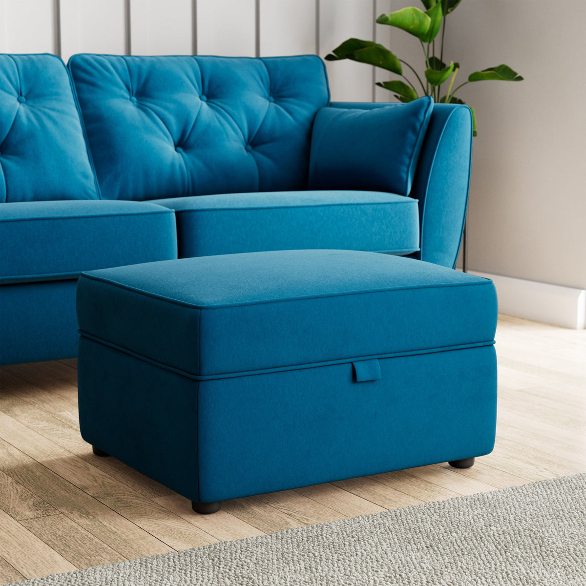 Edison Velvet Storage Footstool