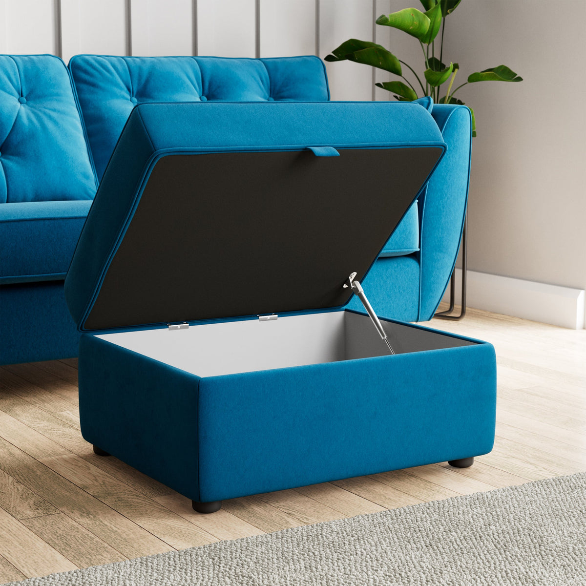 Edison Velvet Storage Footstool