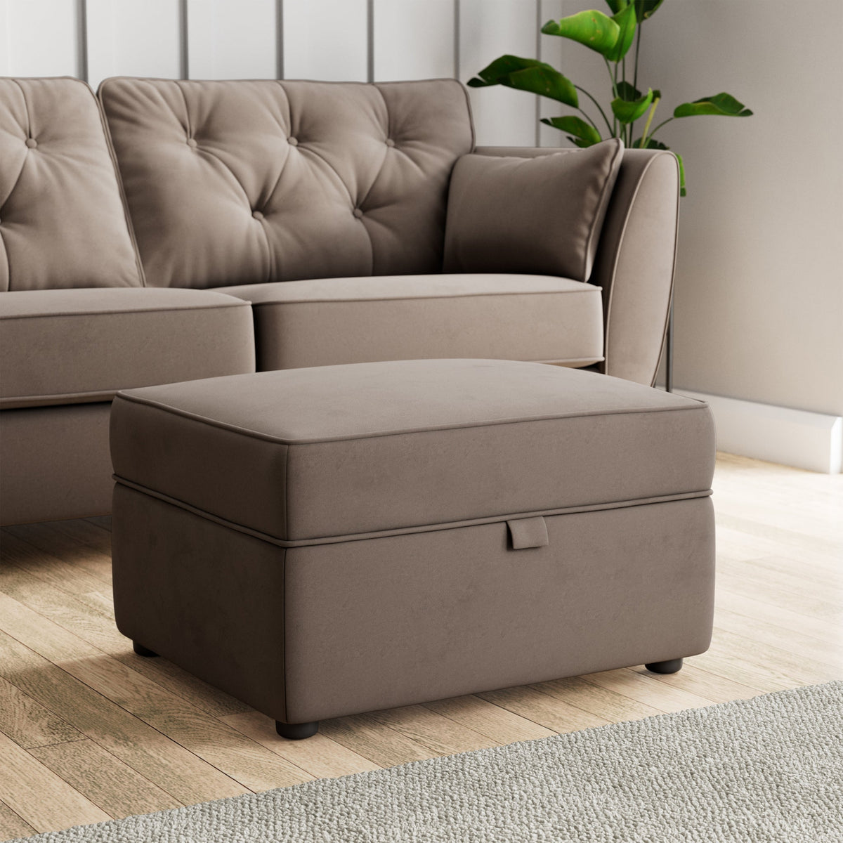 Edison Velvet Storage Footstool