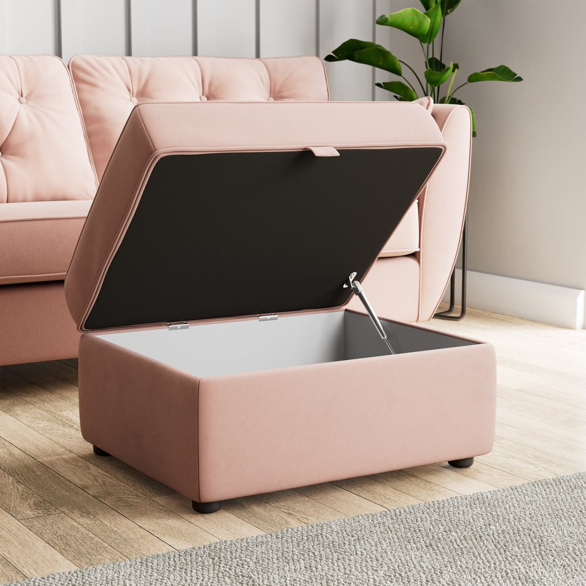 Edison Velvet Storage Footstool