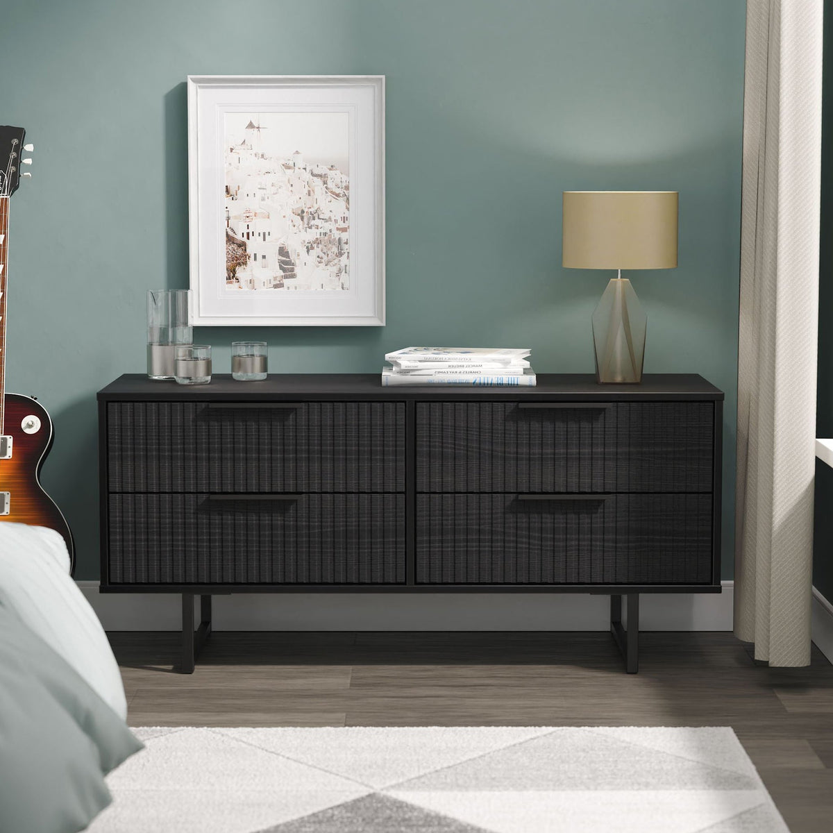 Callo Fluted 4 Drawer Low Storage Unit