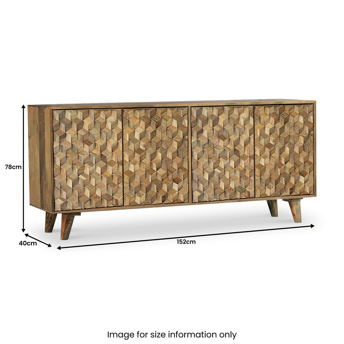 Enzo Geometric Mango Wood 4 Door Sideboard
