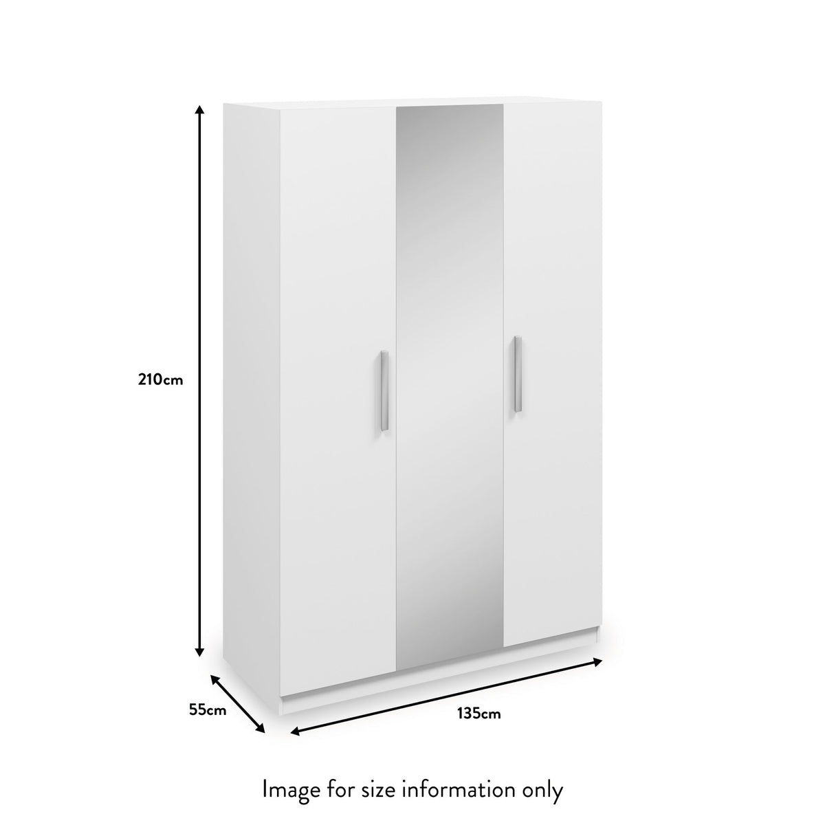 Meribel White 3 Door Mirrored Wardrobe