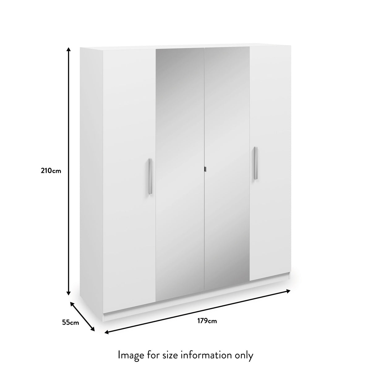 Meribel White 4 Door Mirrored Wardrobe