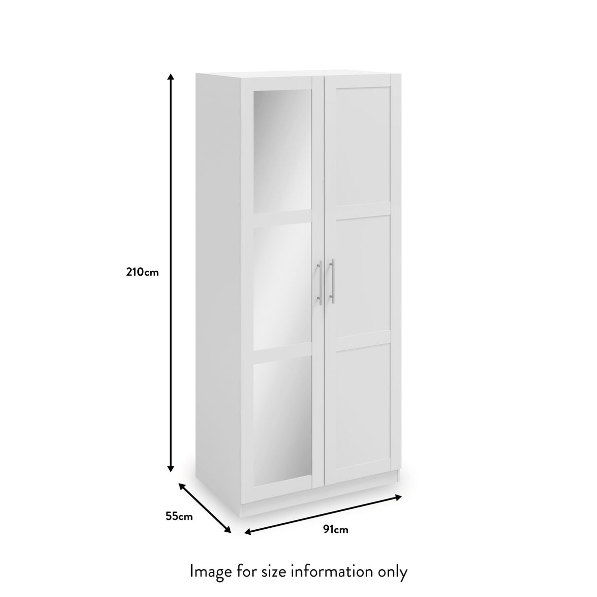 Bithlo White 2 Door Mirrored Wardrobe