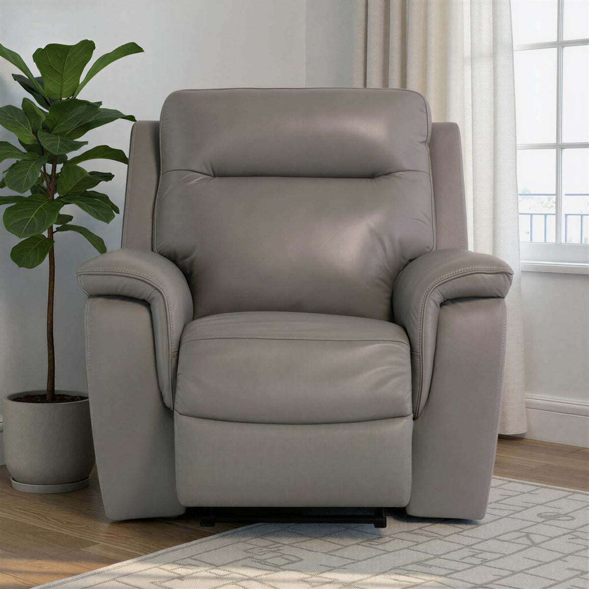 Walter Grey Leather Power Reclining Armchair