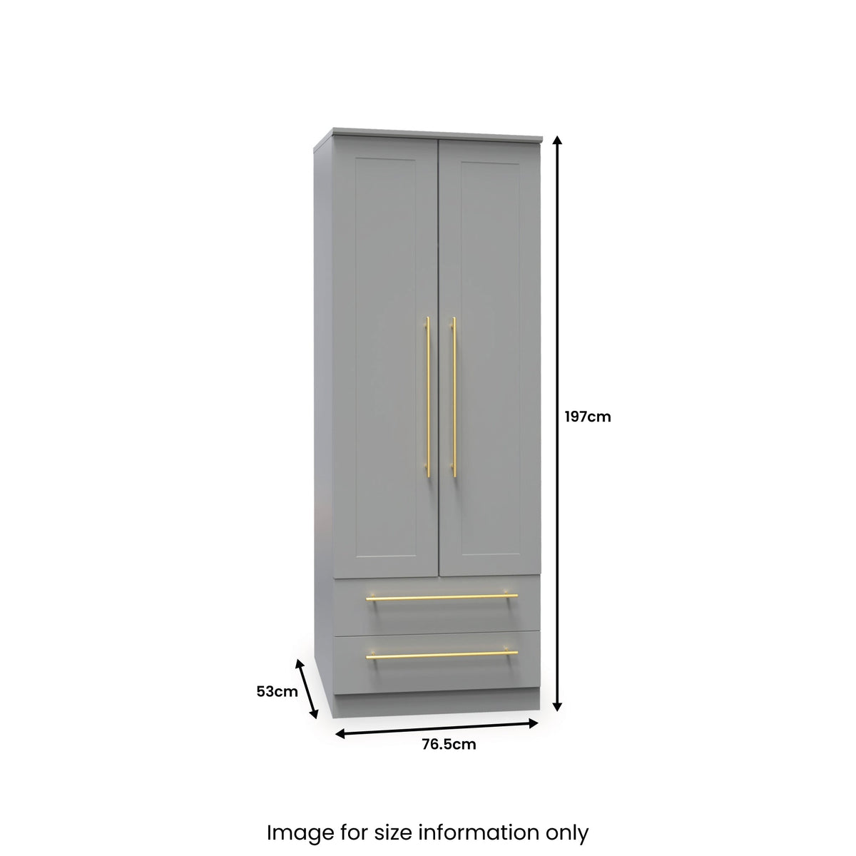 Bramham Grey 2 Door 2 Drawer Wardrobe