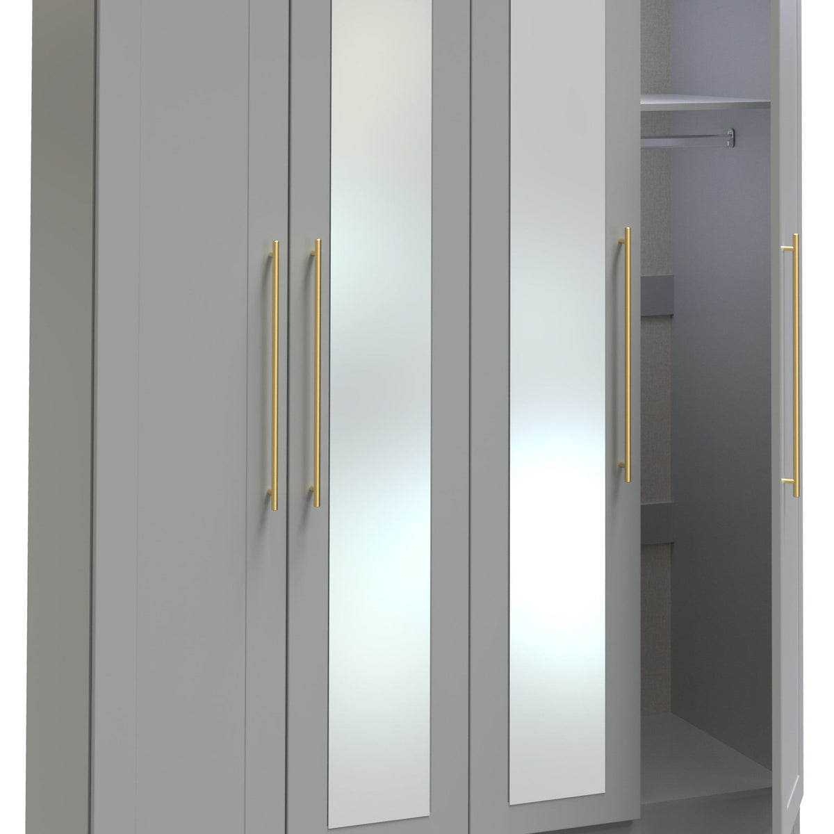 Bramham Grey Tall 4 Door 2 Mirror Wardrobe