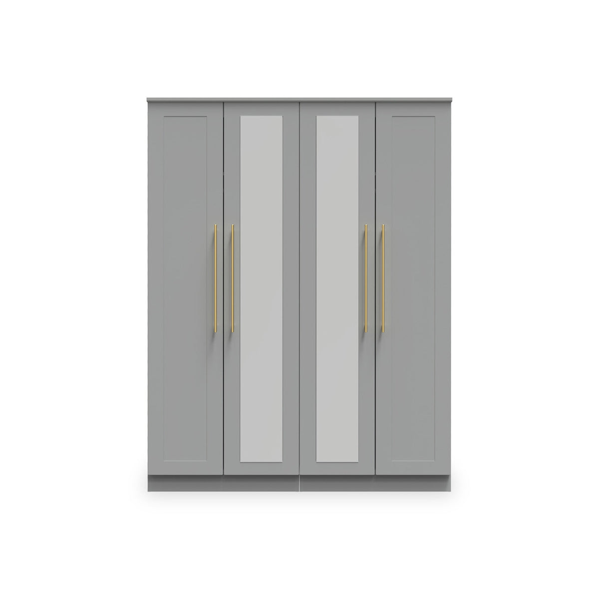 Bramham Grey Tall 4 Door 2 Mirror Wardrobe