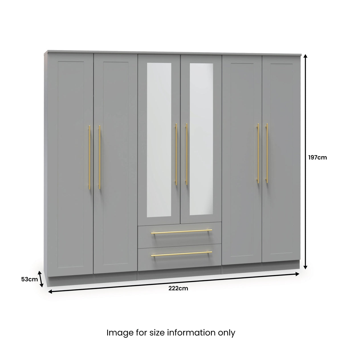 Bramham Grey Tall 6 Door 2 Mirror Wardrobe