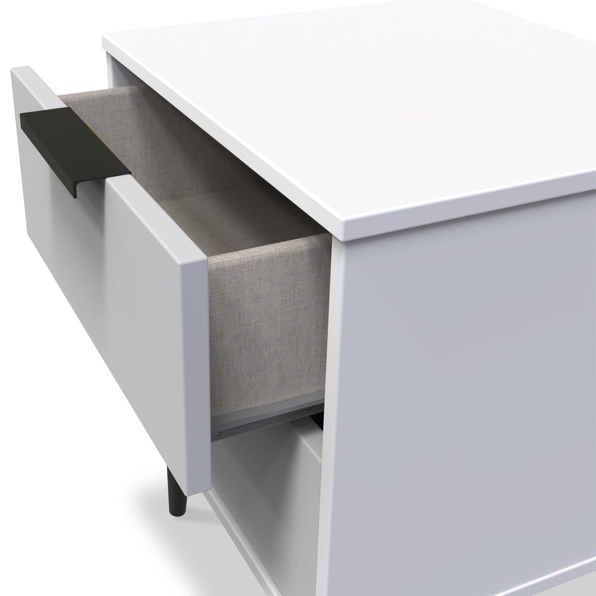 Asher White 2 Drawer Bedside Table with Black Legs