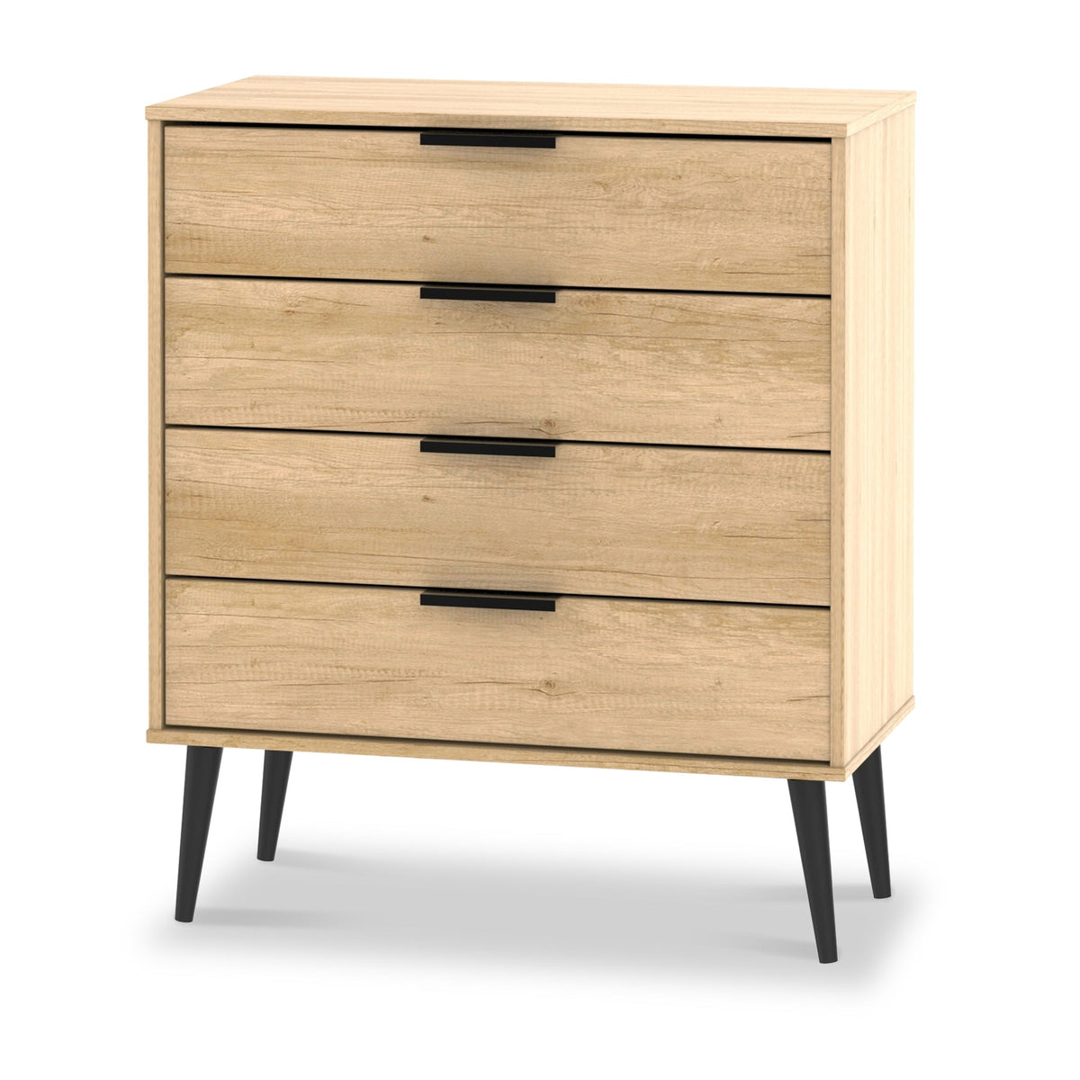 Asher Light Oak 4 Drawer Chest with Black Legs