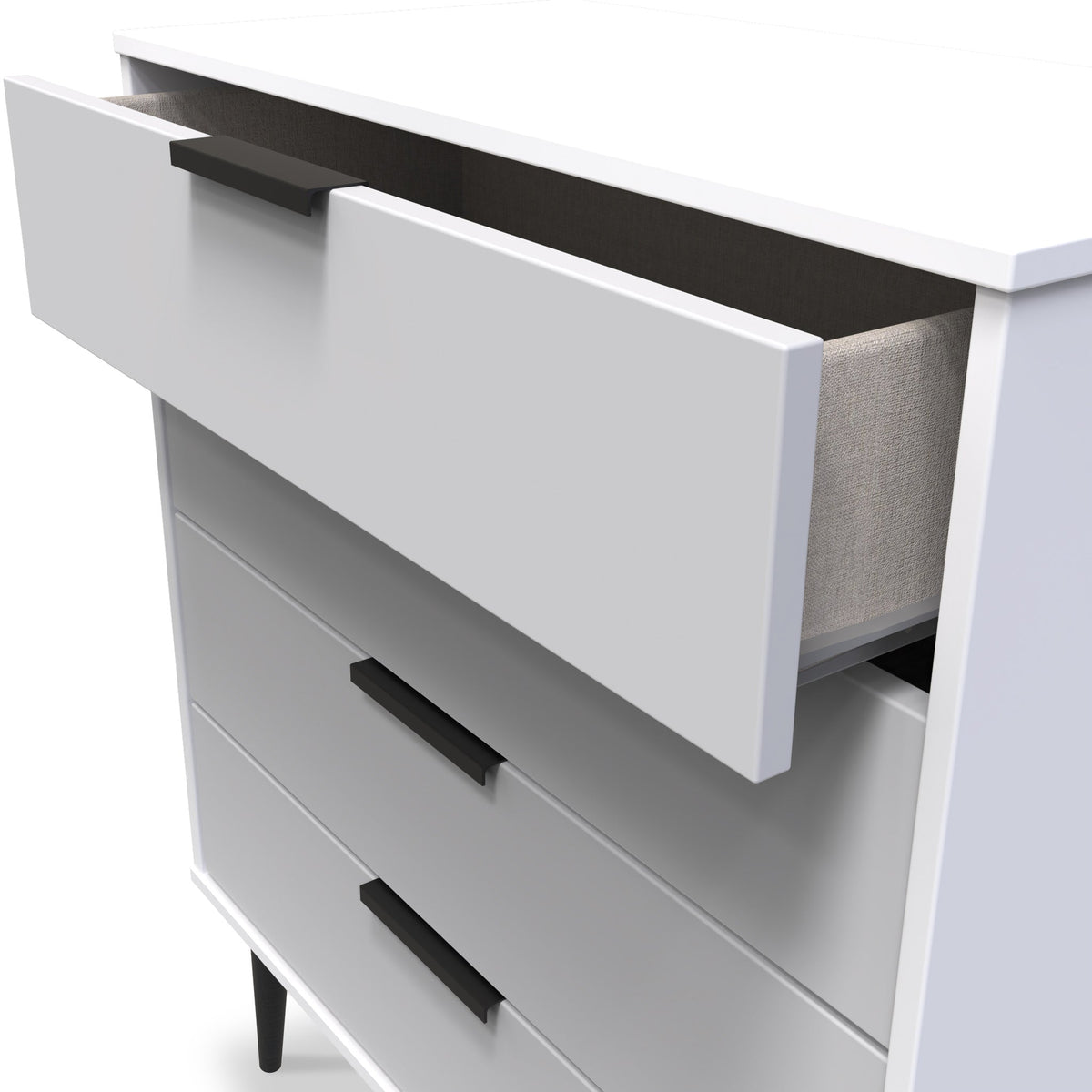Asher White 4 Drawer Chest with Black Legs