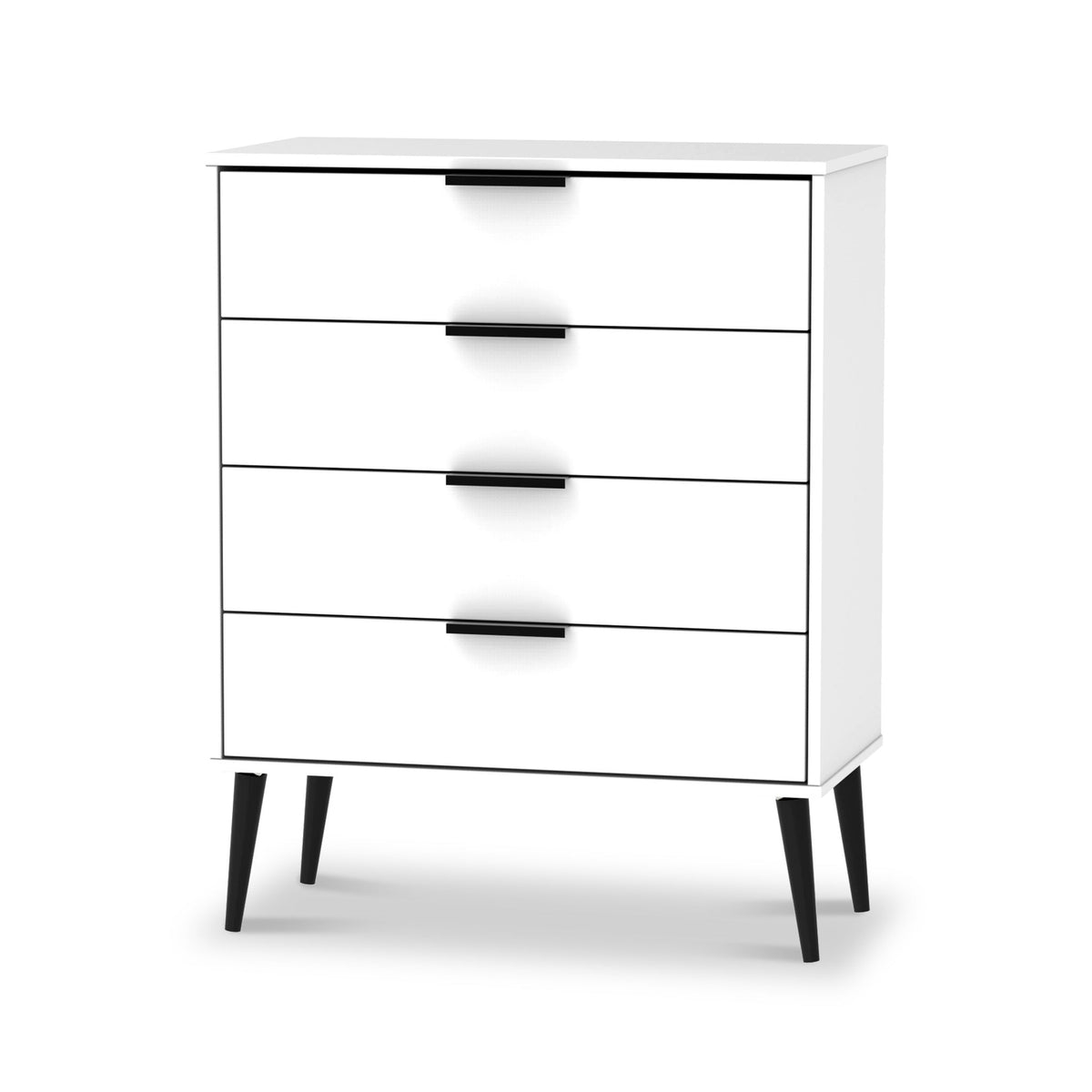 Asher White 4 Drawer Chest with Black Legs