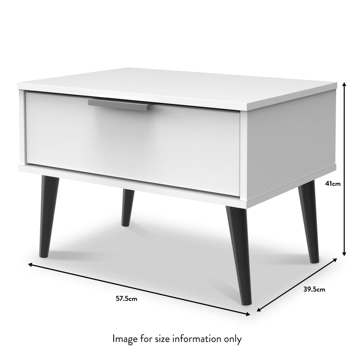 Asher White 1 Drawer Side Table with Black Legs
