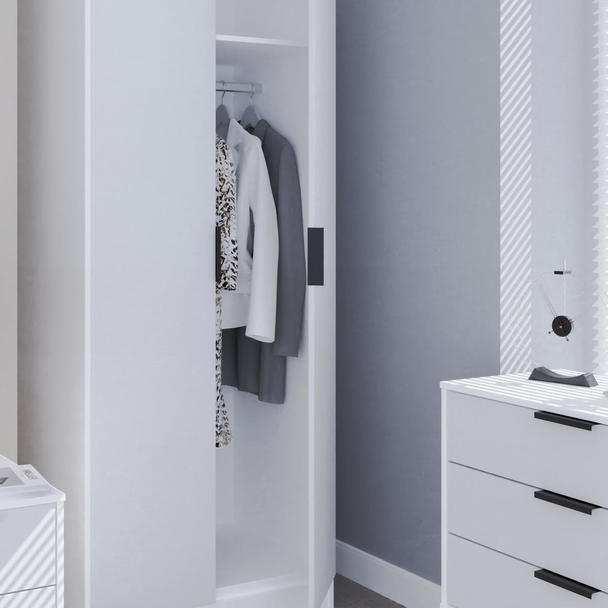 Asher White 2 Door Double Wardrobe